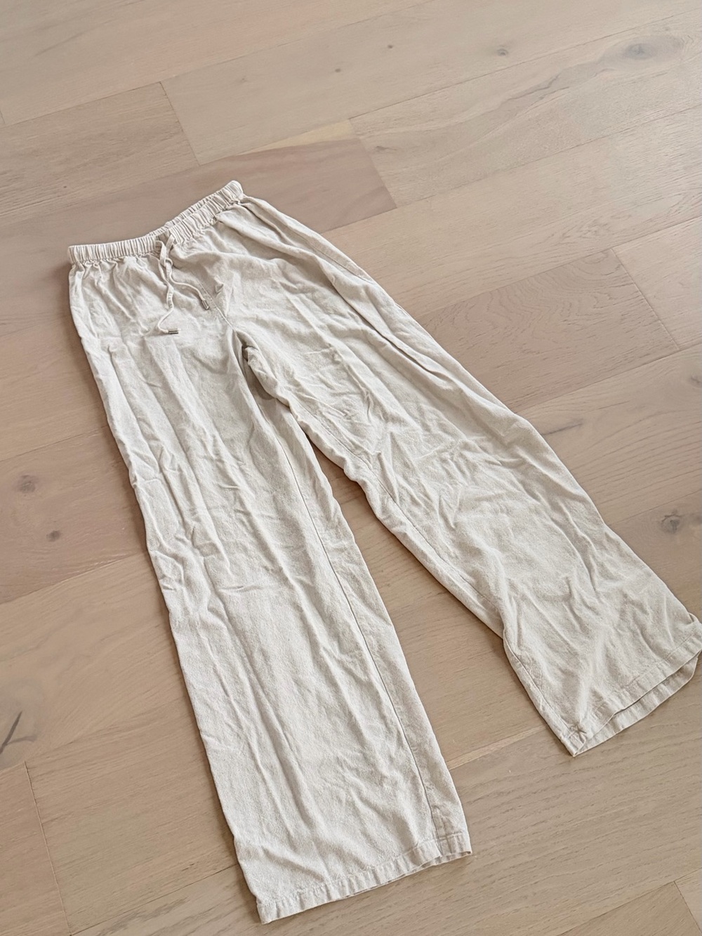 ALL THE WAYS Drawstring Linen Blend Pants - Cream